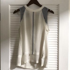 Blue and white M Madewell Silk dot tank/sleeveless shell with zipper detail